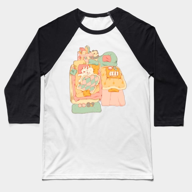 Sleepy bunnies 1 Baseball T-Shirt by PeachyDoodle